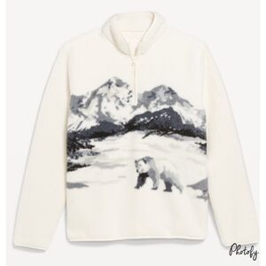 ● SOLD ● XL ● NWT Men's Old Navy Polar Bear Ivory Sherpa Fleece Zip Sweater